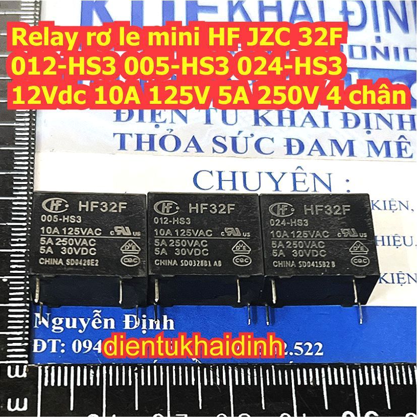 3 cái Relay rơ le mini JZC 32F HF32F 012-HS3 005-HS3 024-HS3 005-ZS3 012-ZS3 5v 12V 24v 3A, 5A 250V 