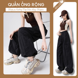 (CAO CẤP) Quần Gió Ống Rộng Nữ Cạp Chun HIBENA Có Dây Rút Gấu Leo Núi - Tập Thể Dục Tập- Đi Chơi Q06