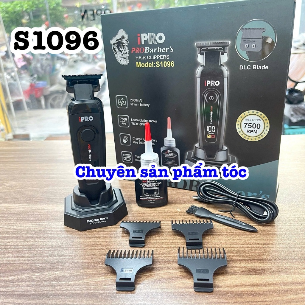 ✅iPro Barber S1096 Tông đơ chấn viền siêu bén 7500 vòng pin lithium 2000mAh công suất cao 7500 vòng/