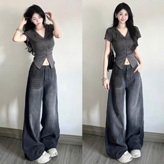 Quần Jean Nữ Đen Wash Trắng BIGSIZE Lưng Cao Quần Jean Unisex Ôm Eo Tôn Dáng Form Suông Rộng MIAA