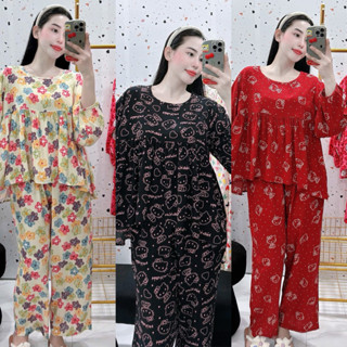 Set Bộ Tole Hai Da Tay Dài Hoạt Hình Baby Doll Siêu Hot - HN CLOSET