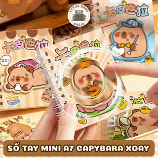 Sổ Tay Mini A7 Capybara Xoay Dễ Thương, Sổ Ghi Chép Hoạt Hình, 80 Trang, Sổ Học Sinh Sinh Viên