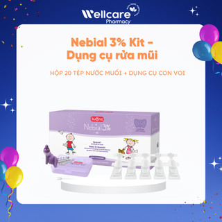   BUONA Italy Chính Hãng  Nebial KIT 3% - Bộ dụng cụ rửa mũi và Nước muối ưu trương 3% vệ sinh mũi cho trẻ giảm nghẹt 