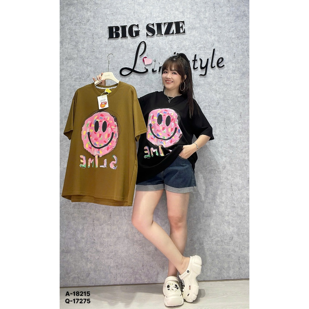 SALE - Áo thun Oversize BIGSIZE Quảng Châu OVS form to rộng, cười SMILE cotton chất đẹp - 18215