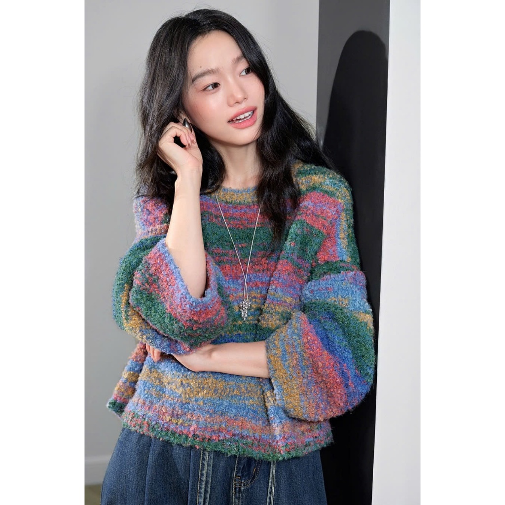 [SẴN] Áo len phối màu cover Kuose