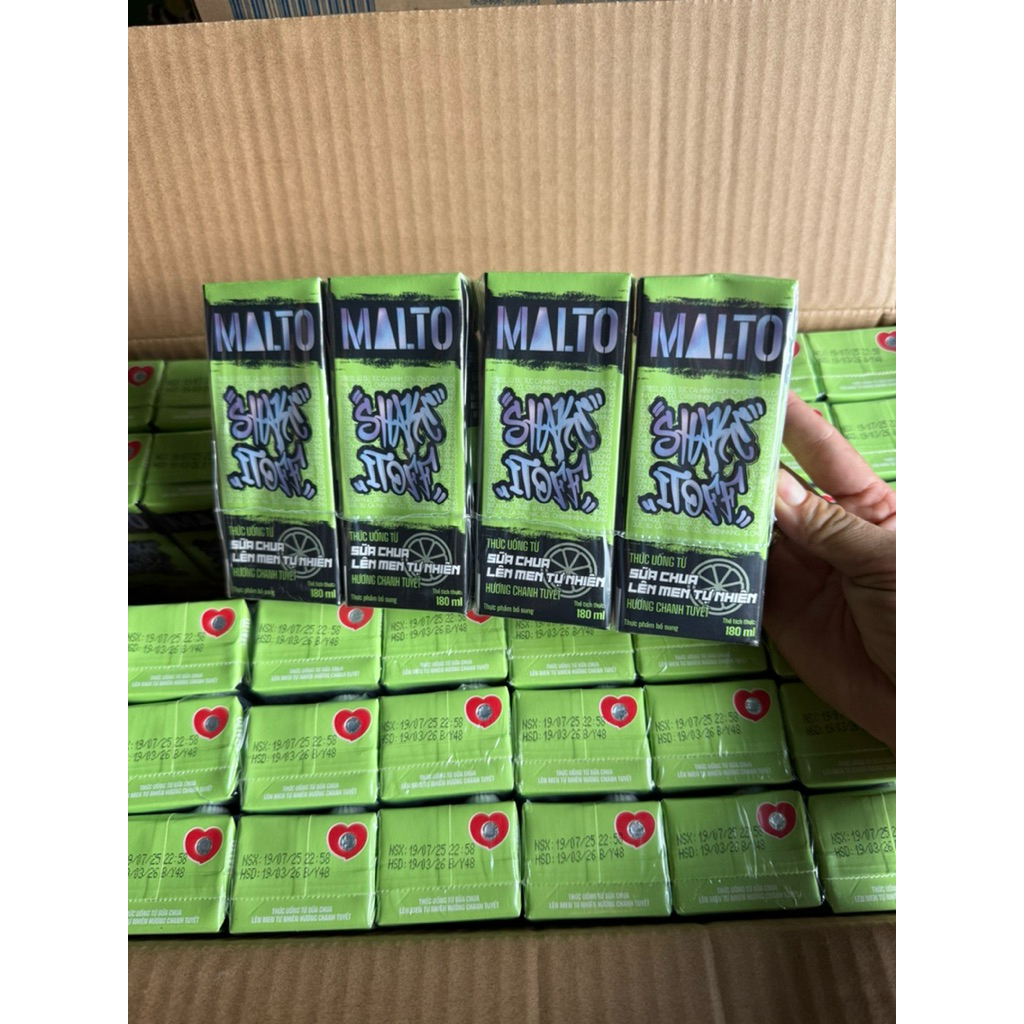 Hsd: 3-2026 Thùng 48 hộp sữa chua Lên men Lof Malto chanh tuyết 180ml