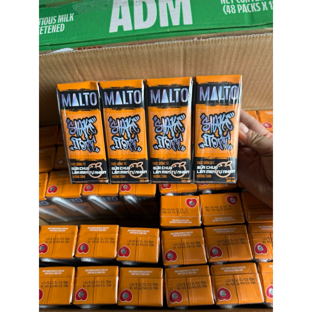 HSD:3-2026 Thùng 48 hộp sữa chua lên men hươn cam  Lof Malto 180ml