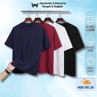  Áo thun trơn Boxy nam nữ AVANCOMAN form rộng dáng ngắn chất cotton 100% 250gsm co giãn mặc cực đẹp 