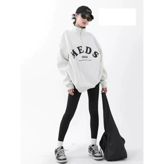 Áo Sweater Cổ polo Nữ Có Khóa Cổ Nỉ Bông Dày Dặn Không Xù In Họa Tiết Chữ Mặc Mùa Thu Đông Nam nữ mặc đều đẹp