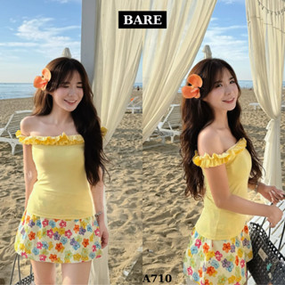   DEAL MỞ BÁN  BARE_Áo Thun Nữ Trễ Vai Viền Bèo Áo Trễ Vai Nữ Nhún Bèo Tiểu Thư Dễ Thương_A710 