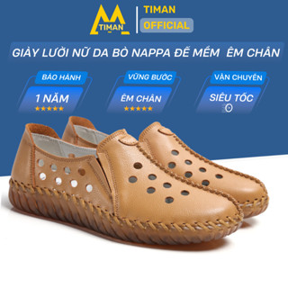  Giày lười nữ slip on Timanvn BB56 chất liệu vải da kiểu mọi đế cao màu trắng độn đế bảo hành 1 năm 
