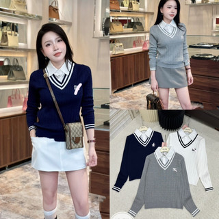  Áo len thừng Miu dài tay phối cổ sơ mi #2091 