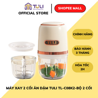 Máy xay 2 Cối Ăn Dặm Cho Bé Đa Năng Cầm Tay TULI TL-C08K2, Xay Thịt, Sinh Tố, Hoa Quả, BH 3 Tháng