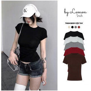 Áo Thun Tăm Nữ Cổ Tròn Lemon-301, Áo Thun Nữ Basic Babytee Form Ôm Co Giãn