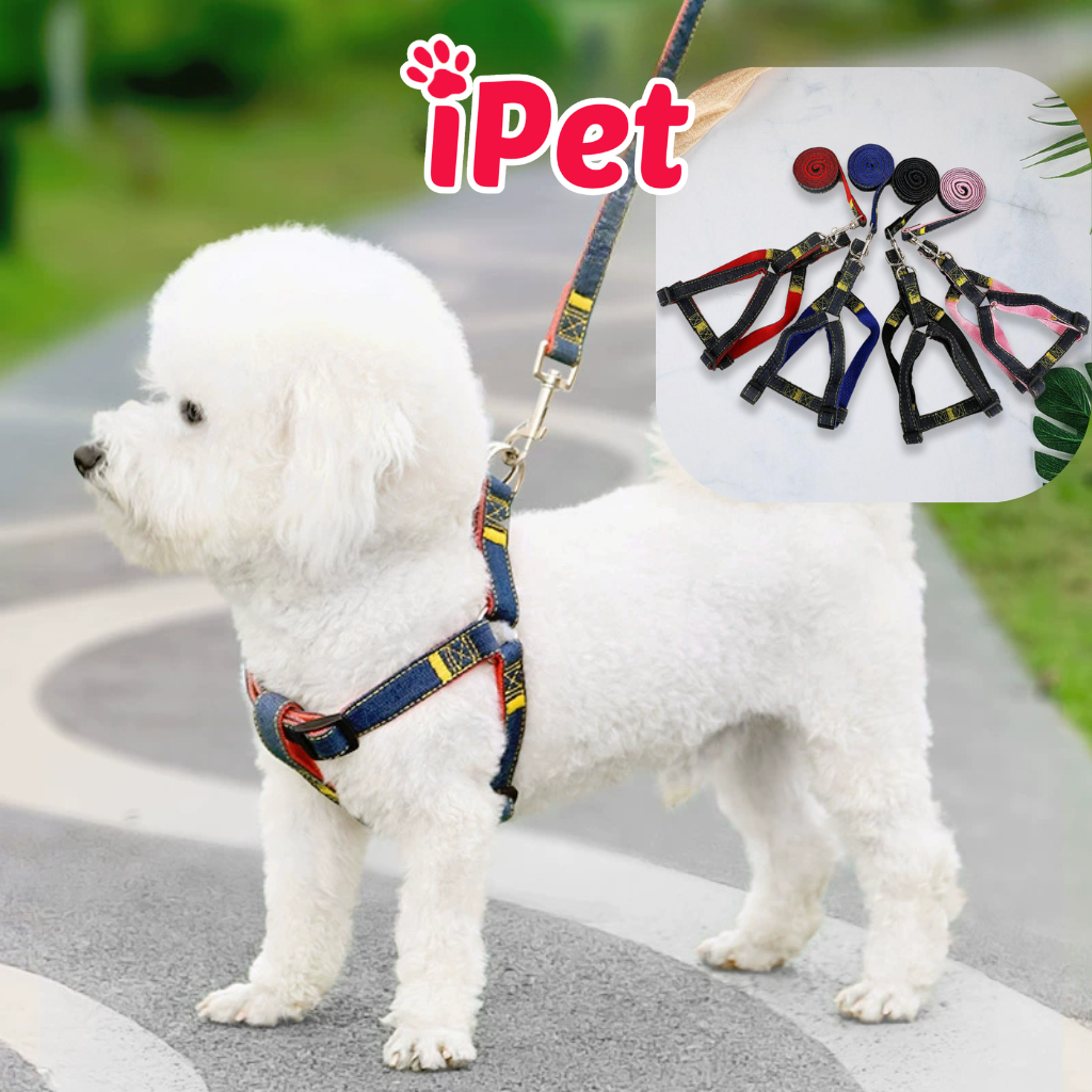 Dây Dắt Đai Yếm Đenim Cho Thú Cưng Chó Mèo - iPet Shop
