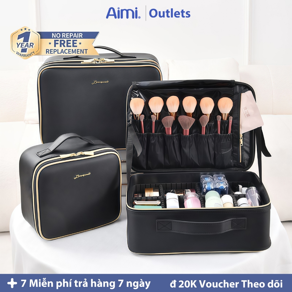 Túi đựng đồ Trang điểm Cỡ Lớn, Túi đựng đồ Trang điểm Chuyên Nghiệp 40*29cm Màu đen