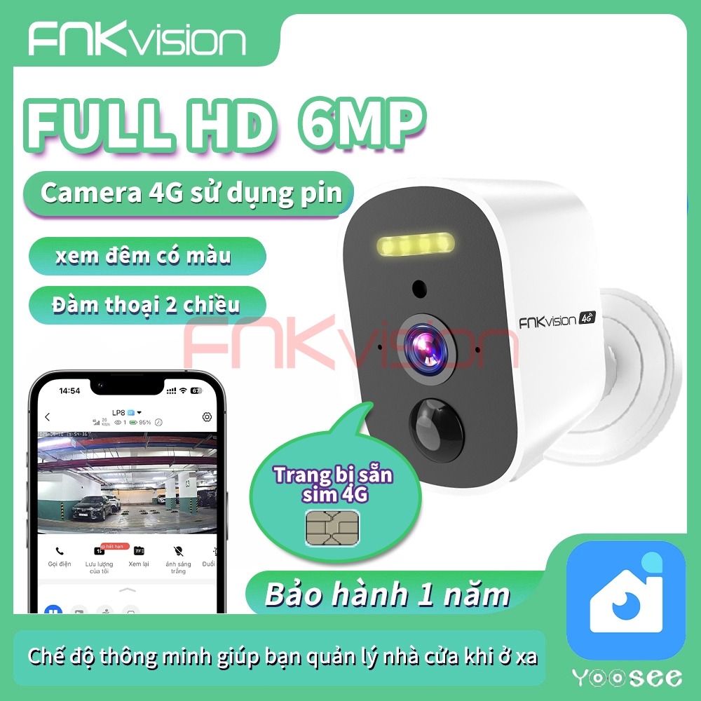 [Fnkvision] Camera Yoosee dùng pin và sim 4G Không cần cắm điện Có giá đỡ nam châm Không cần Wifi