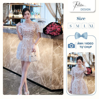 Đầm thiết kế KHÂU Design đính điệp chân soắn ngắn sang chảnh