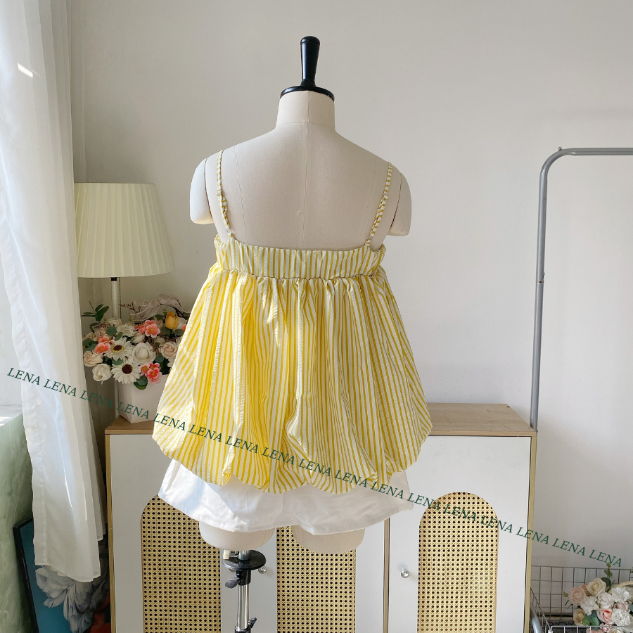 Có BIGSIZE. Áo bí 2 dây babydoll basic dáng rộng may 2 lớp mịn mát, dây áo điều chỉnh được LENA 3148 | BigBuy360 - bigbuy360.vn