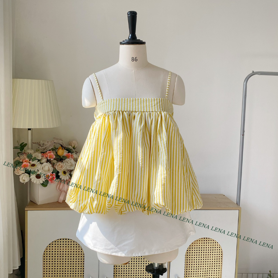 Có BIGSIZE. Áo bí 2 dây babydoll basic dáng rộng may 2 lớp mịn mát, dây áo điều chỉnh được LENA 3148 | BigBuy360 - bigbuy360.vn