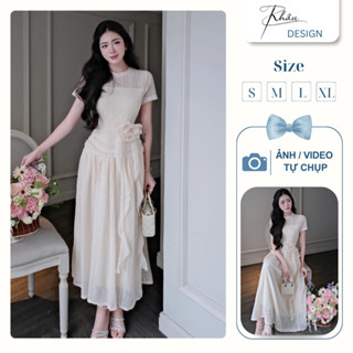 Đầm thiết kế Khâu DESIGN ren eo hoa ngắn tay sang chảnh