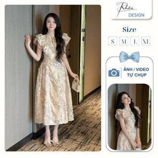 Đầm thiết kế thương hiệu Ren DESIGN by KHÂU tơ hoa tuyết cánh tiên sang chảnh phù hợp đi làm đi chơi