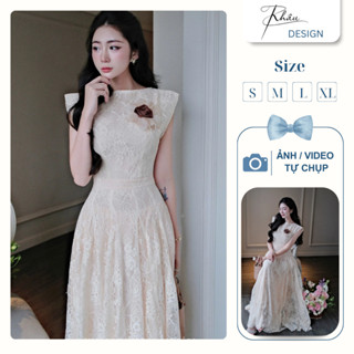 Đầm thiết kế Khâu DESIGN ren xoè hoa nâu sang chảnh