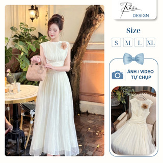  Đầm thiết kế thương hiệu Ren DESIGN by KHÂU tơ chéo kem sang chảnh phù hợp đi làm đi chơi 