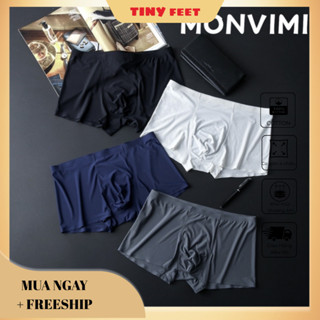 Quần Sịp Đùi Nam Trơn Đúc Su Thun Lụa Ép Lạnh Không Viền Siêu Mát