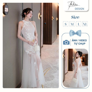 Đầm thiết kế KHÂU Design đính hoa nổi chân ren sang chảnh