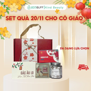 Quà tặng 20/11 Cho Cô Giáo Ecobuff Giftset, Set quà gồm Muối ngâm chân, Dầu xoa bóp, Xịt ngủ ngon, Nến thơm