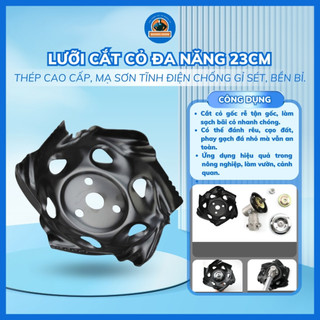 Lưỡi cắt cỏ đa năng 23cm, dùng cho máy cắt cỏ cầm tay nông nghiệp an toàn, đánh gốc, phay đá,chống gỉ cao cấp