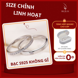 Nhẫn đôi bạc Hicilver bạc 925 không gỉ, chỉnh size linh hoạt NĐ01