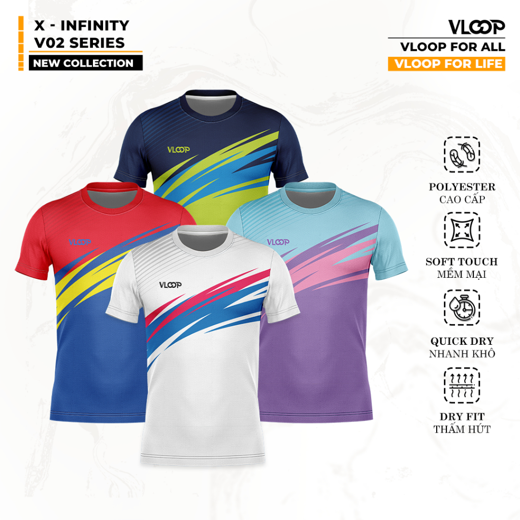 Áo Thun Thể Thao Cổ Tròn VLOOP X-Infinity V02 2025 Unisex, Áo Thể Thao Chính Hãng, Thời Trang, Phù H