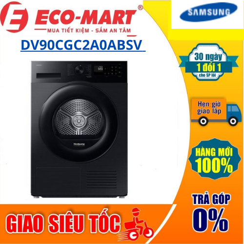 Máy sấy Samsung bơm nhiệt DV90CGC2A0ABSV 9 kg ( Giao vs lắp đặt miễn phí tại nhà )