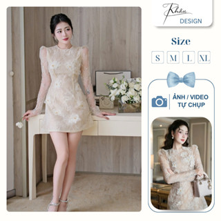 Đầm thiết kế Khâu DESIGN ren kim sa đính hoa sang chảnh