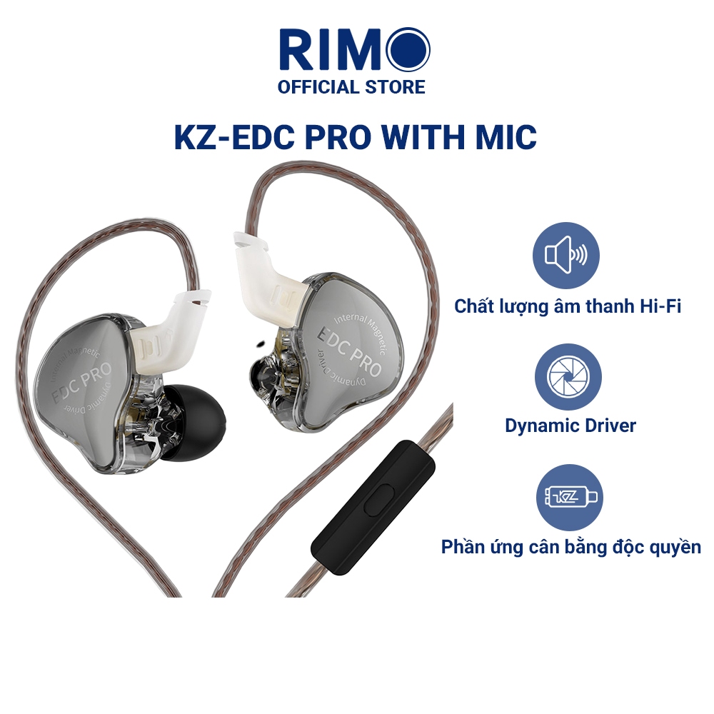 Tai nghe có mic hiệu KZ, model EDC Pro - Màu xám