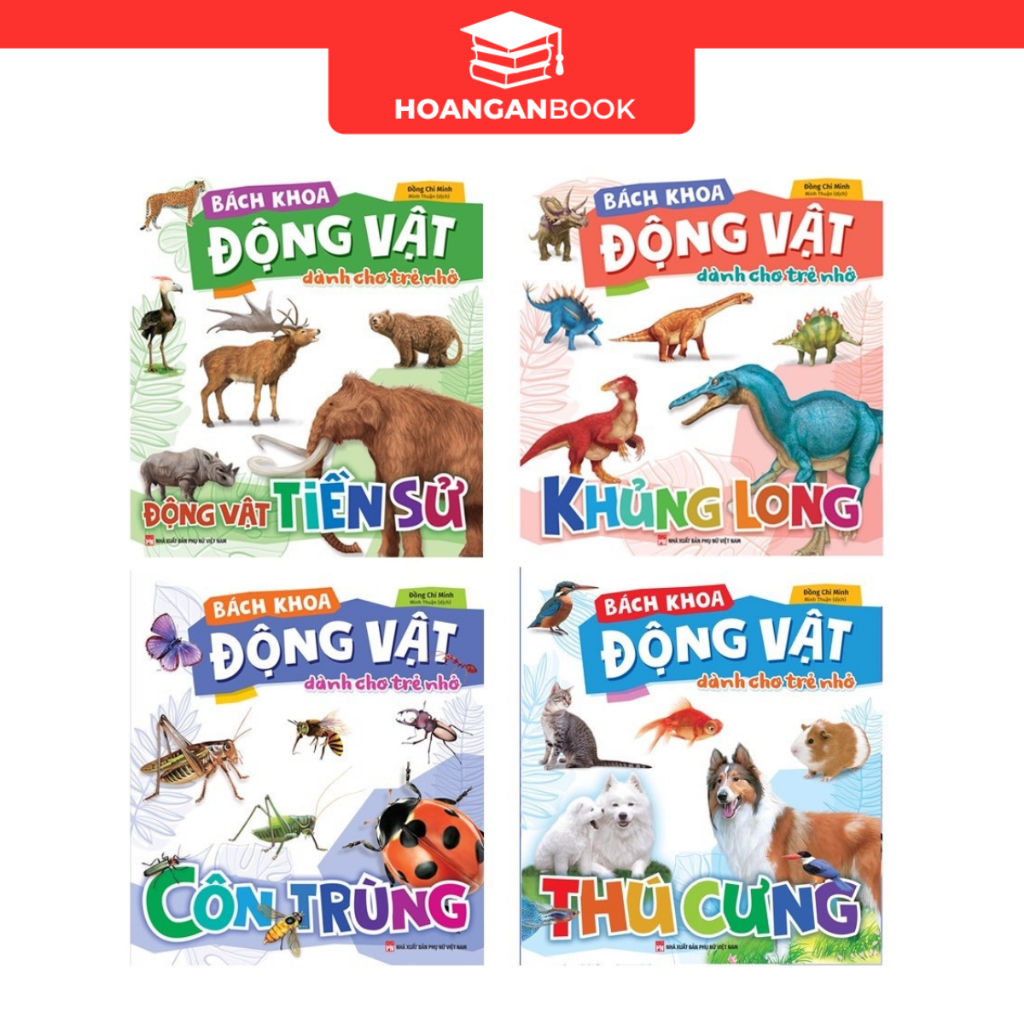 Sách: Combo Bách Khoa Động Vật Dành Cho Trẻ Nhỏ: Thú Cưng + Côn Trùng + Khủng Long +Động Vật Tiền Sử