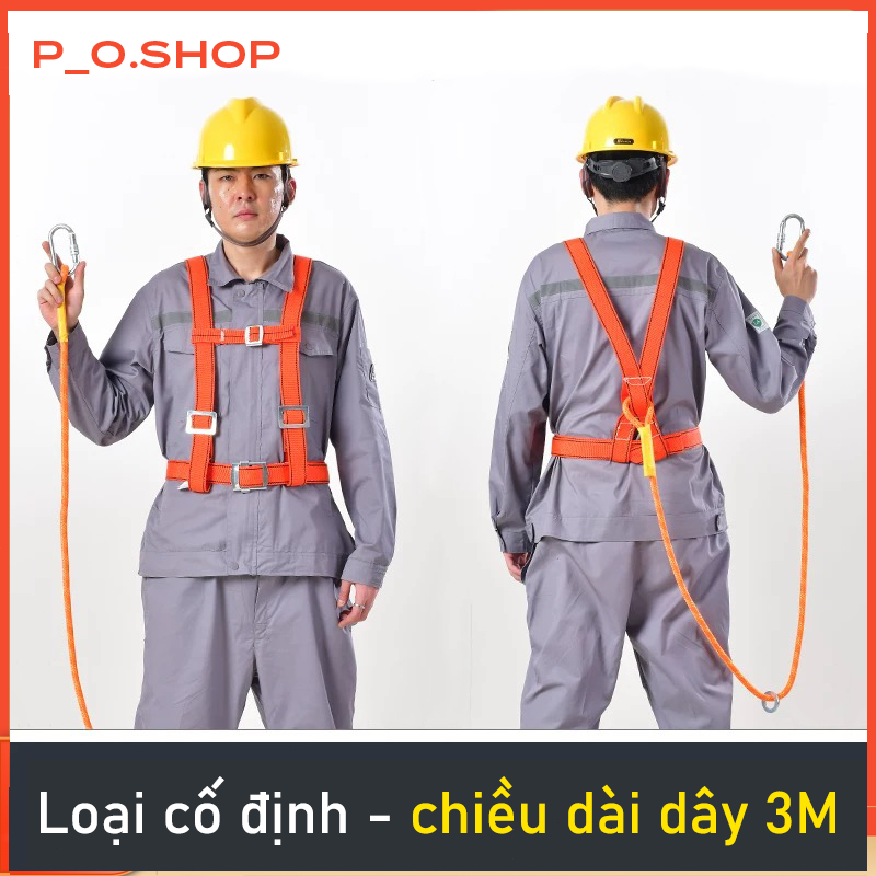 【🔥Rẻ】3M Dây đai an toàn toàn thân 1 móc sắt, Dây bảo hộ lao động trèo leo làm việc trên cao