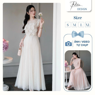Đầm thiết kế KHÂU Design ren đính hoa tay chờm sang chảnh