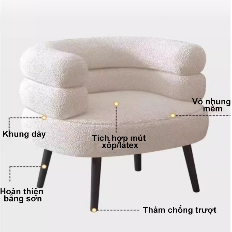 MY Ghế Sofa Ghế Lông Cừu  Lông Cừu Chân decor ngồi bàn trang điểm chất liệu bọc vải nỉ lông cừu mềm mịn êm ái | BigBuy360 - bigbuy360.vn