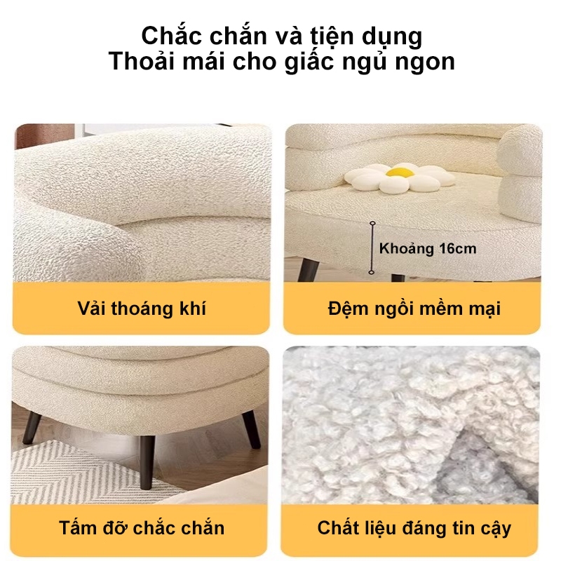 MY Ghế Sofa Ghế Lông Cừu  Lông Cừu Chân decor ngồi bàn trang điểm chất liệu bọc vải nỉ lông cừu mềm mịn êm ái | BigBuy360 - bigbuy360.vn