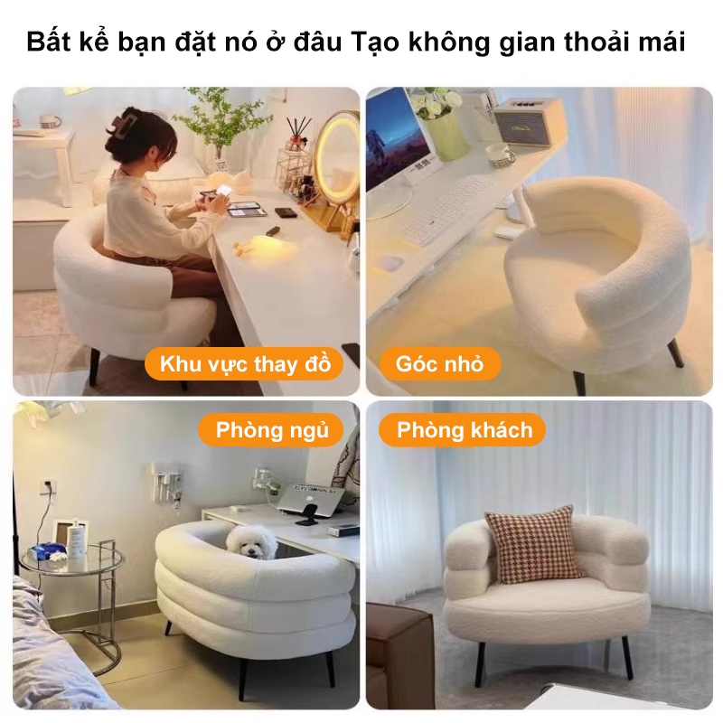 MY Ghế Sofa Ghế Lông Cừu  Lông Cừu Chân decor ngồi bàn trang điểm chất liệu bọc vải nỉ lông cừu mềm mịn êm ái | BigBuy360 - bigbuy360.vn