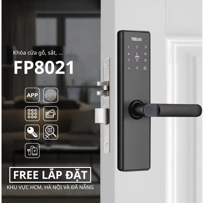 Khóa Vân Tay Cửa Gỗ FP8021 PHGLock Khóa Thông Minh Công Nghệ Australia