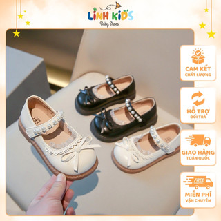  Giày Búp Bê BB5501 Linh Kids Giày Dép Trẻ Em Giày Gắn Nơ Phối Ren Quai Đính Ngọc Size 21 - 30 