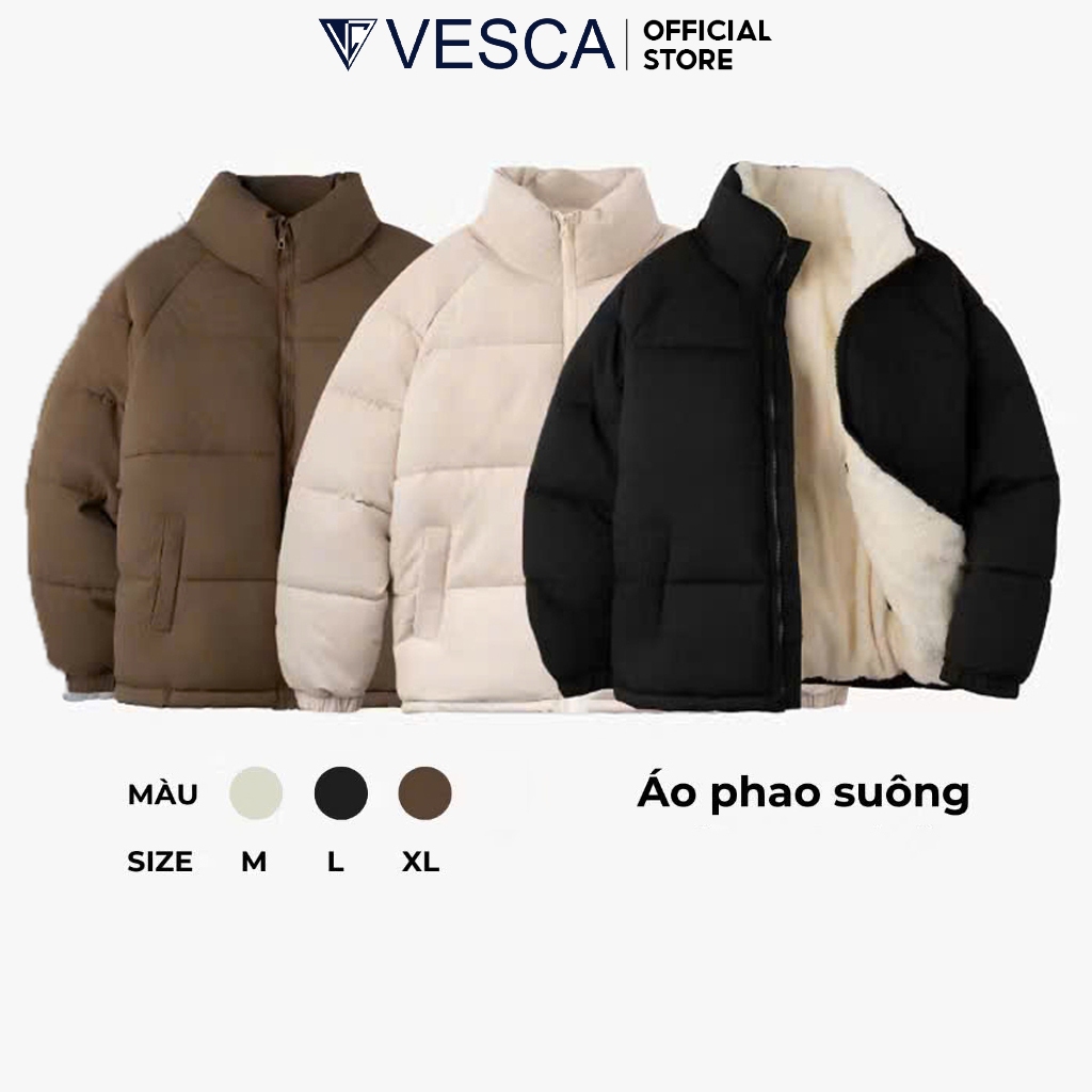 Áo Phao Nam Lót Lông Cừu Siêu Ấm VESCA Form Dáng Đẹp Chất Vải Dày Dặn Phù Hợp Mùa Thu Đông W11