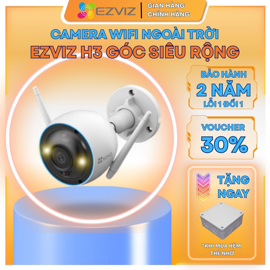 Camera WIFI Ngoài Trời  Ezviz C3W C3TN H3 Pro 2mp 3mp 5mp 1080P 2K 3K, Camera Màu Ban Đêm Chính Hãng