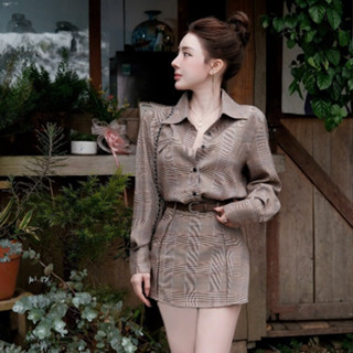 set đồ nữ sang chảnh,set đồ nữ cao cấp MẪU MỚI RA MẮT bộ kẻ dạ phối đai siêu xinh hot trend ve29