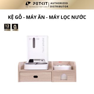   BH 12 THÁNG  Combo Kệ Gỗ + Máy Cho Ăn Tự Động + Máy Lọc Nước Cho Chó Mèo 