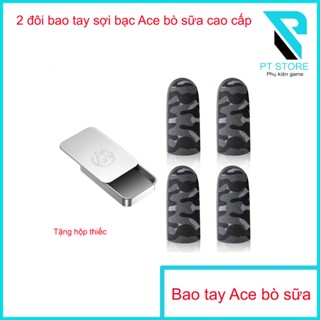 Combo 2 cặp bao tay chơi game sợi bạc cao cấp Ace bò sữa - Chất liệu siêu bền, siêu mượt - tặng kèm hộp thiếc cao cấp